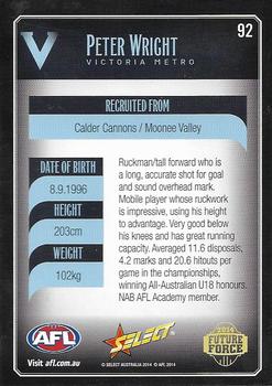 2014 Select Future Force #92 Peter Wright Back
